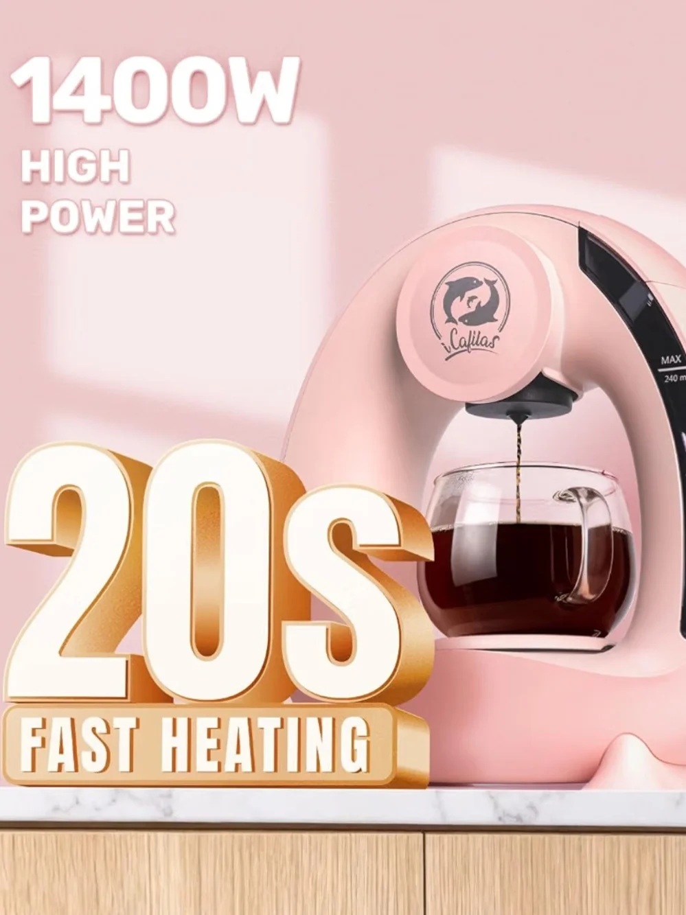 Single-Serve Coffee Maker - Compact Home Brewer-Pink New